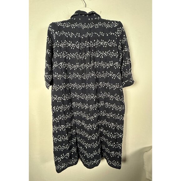 Orange Creek Womens Navy White Polka Dot Short Sleeve Button-Up Shirt Dress XL - Picture 2 of 11